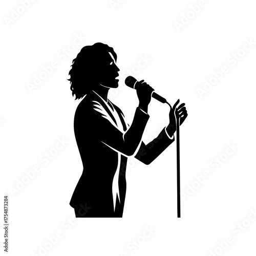 Singer microphone silhouette vector illustration scalable icon silhouette