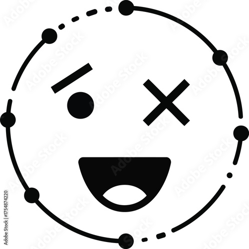 Winking Funny Emoji Face – Playful Expression Vector Icon Design