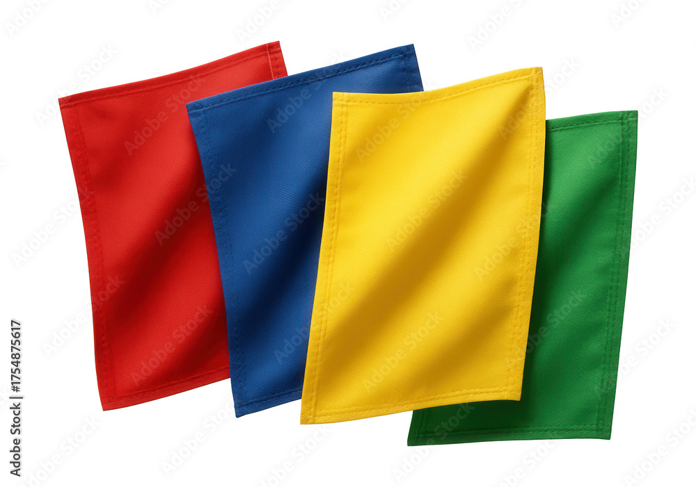 Obraz premium Waterproof polyester flags in solid colors for marking sections at outdoor events.