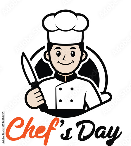 chef with a knife on 