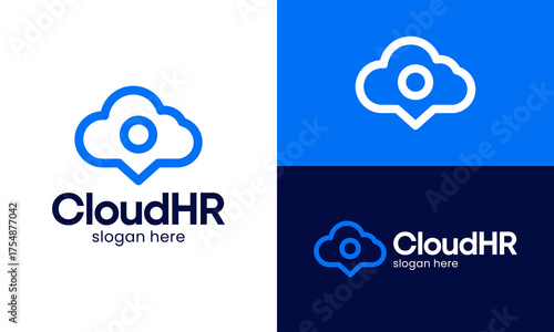 User cloud logo design vector illustration. Leader concept with a cloud graphic logo design. Icon, symbols, creative