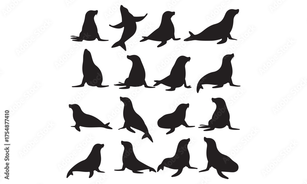 Fototapeta premium Black Seal Silhouettes Collection