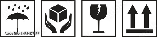 Vector Set of International Shipping and Packaging Care Symbols

