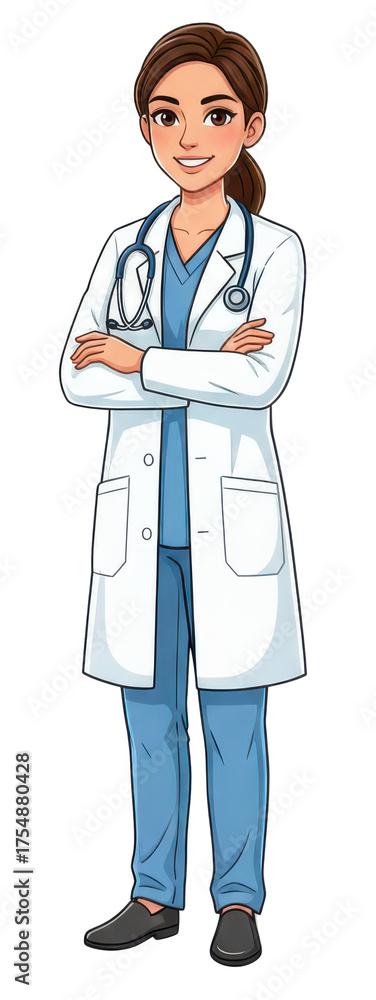 custom made wallpaper toronto digitalFemale Doctor With Stethoscope Wearing Blue Scrub Suit And White Lab Coat Standing With Arms Crossed