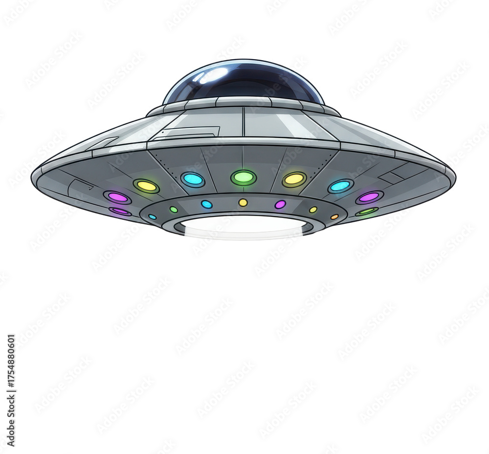 custom made wallpaper toronto digitalRetro Style Flying Saucer With Colorful Lights Emitting A Beam Of Light Isolated On White