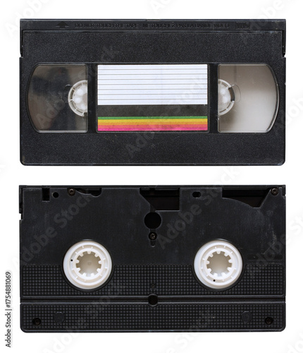 Vintage VHS Cassette Tape on White Background