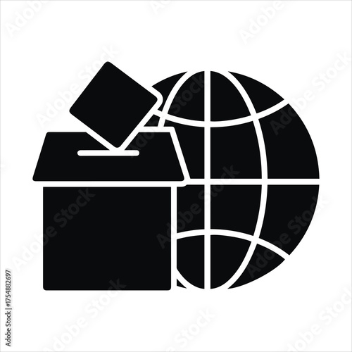 Global voting symbol icon representing international elections democracy and participation worldwide