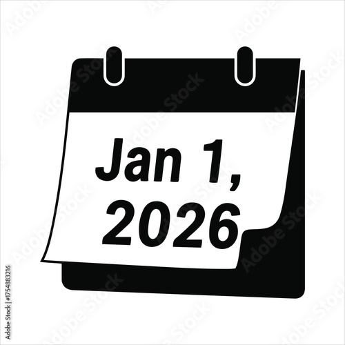 Calendar page showing january 1 2026 simple graphic design for planning and dates