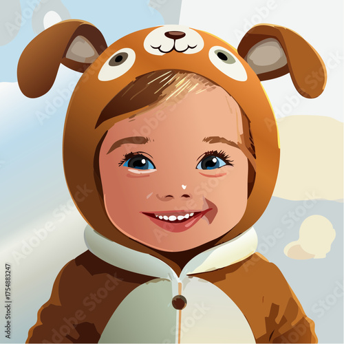 Kleinkind im süssen Hundekostüm