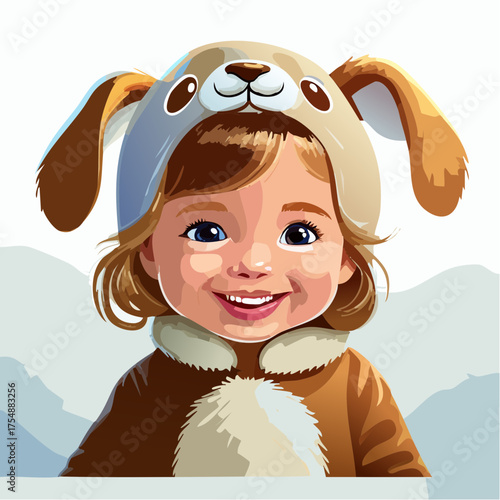 Kleinkind im süssen Hundekostüm