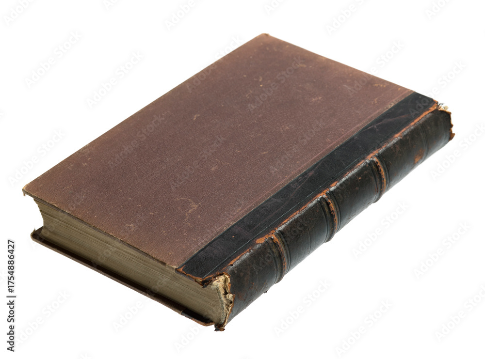 Obraz premium Old Leather Bound Book on White Background