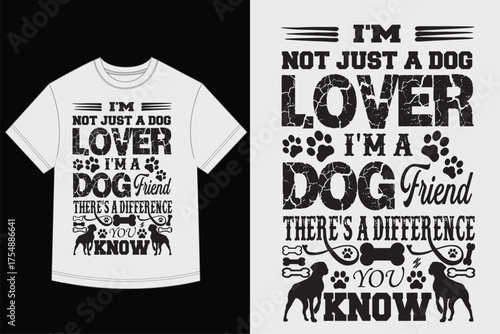 I'm a Dog Friend Typography T-Shirt Design with Distressed Text and Dog Silhouettes