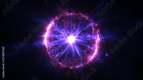 Glowing Plasma Energy Burst with Electric Lightning Loop Animation