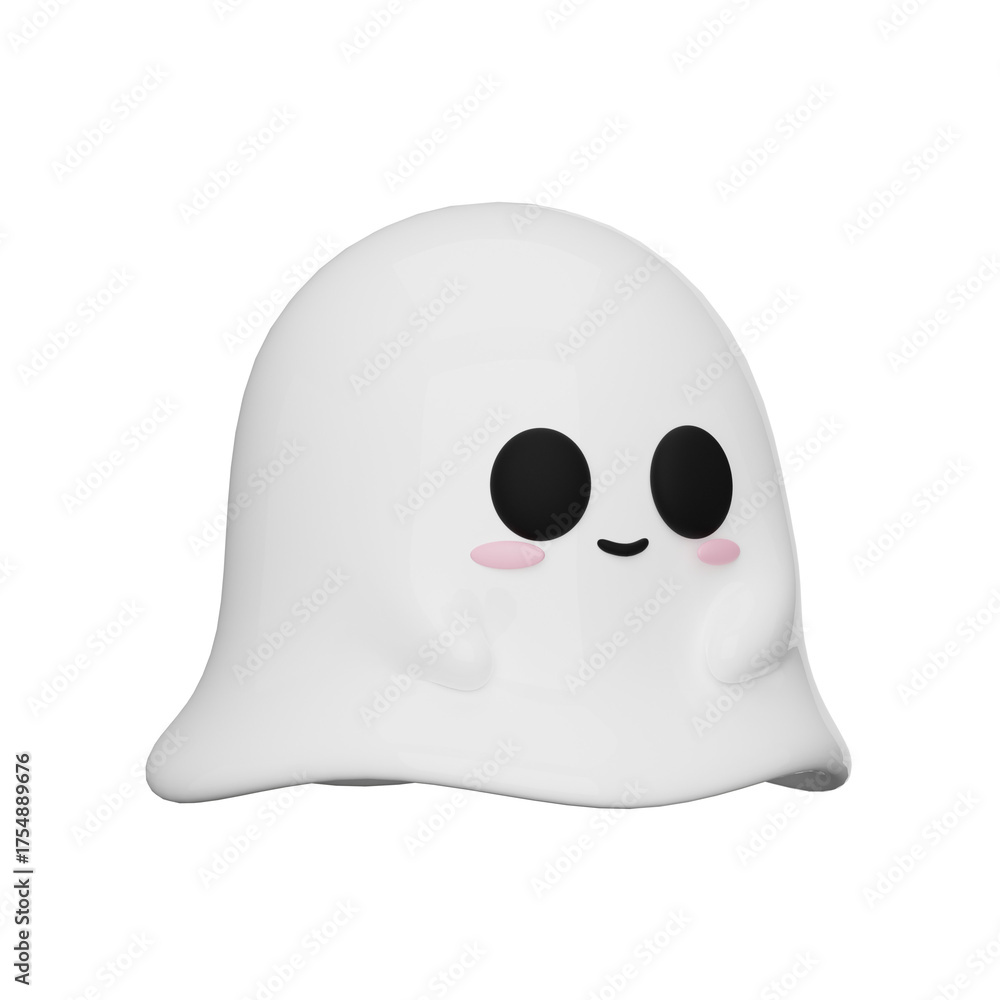 Fototapeta premium Cute 3D Ghost Character in Kawaii Style