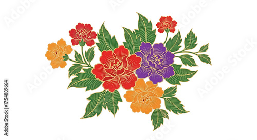 Vector Illustration of Exotic Fantasy Flowers