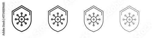 Virus protection shield icon set vector eps10. illustration, logo sign symbol pictogram template