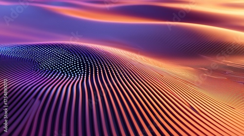 3D Render of Colorful Neon Light Waves on Black Background, UV Spectrum
