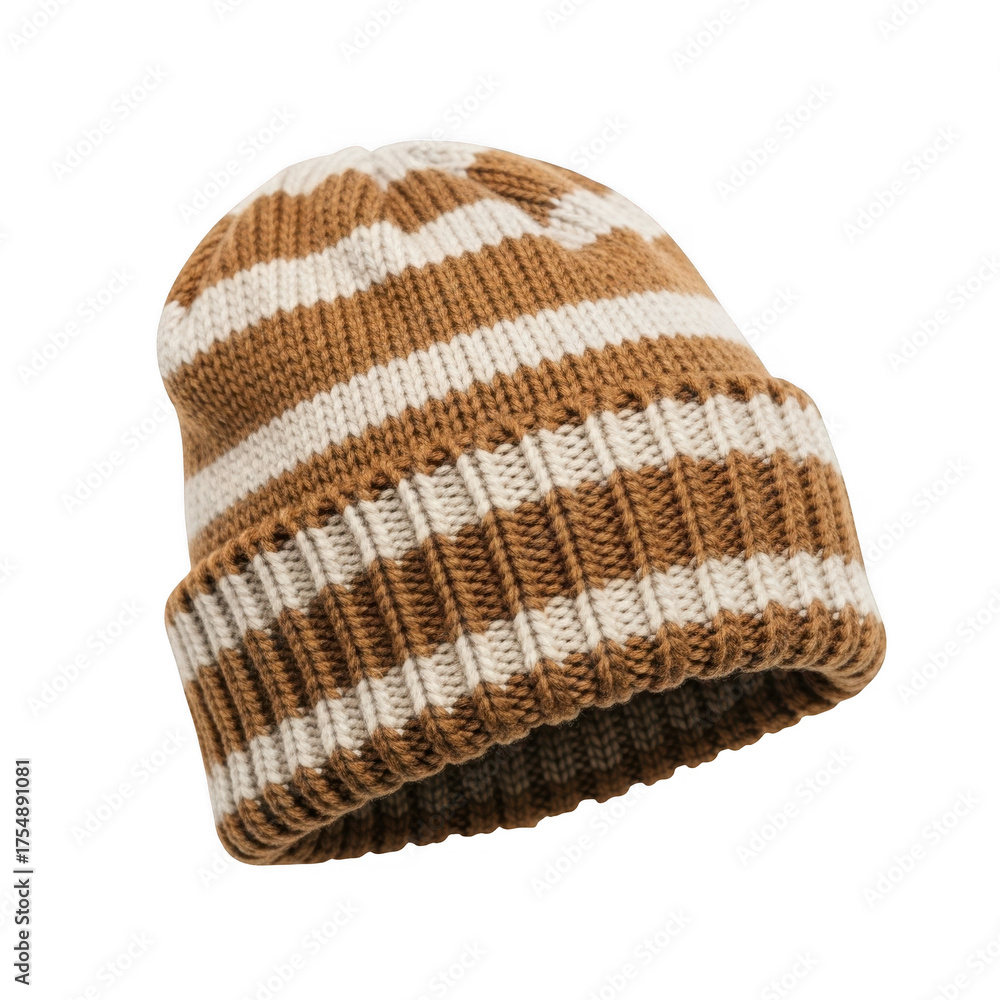 Fototapeta premium Striped knit hat isolated on transparent background