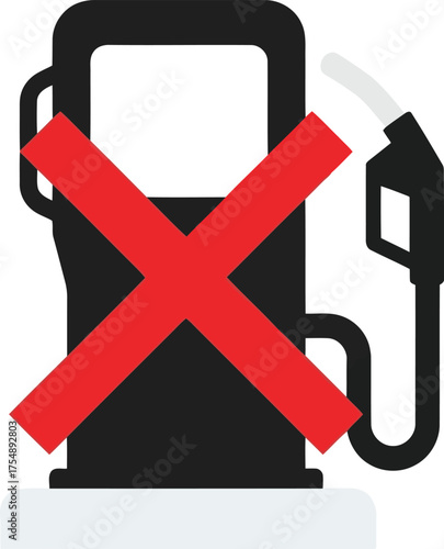 Fuel pump with red x icon no gas station symbol vector