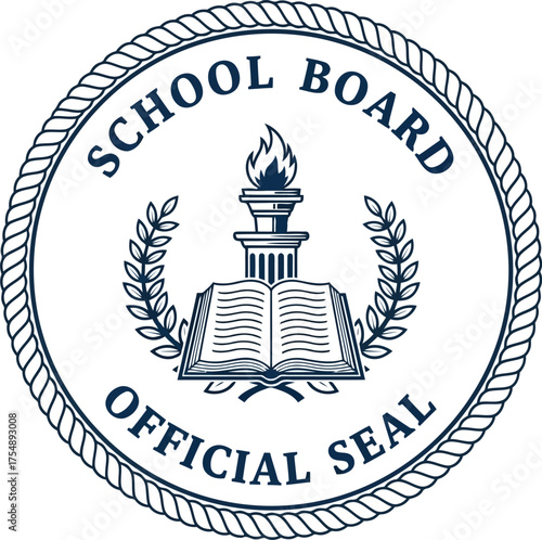 Official school board seal emblem education knowledge authority symbol vector