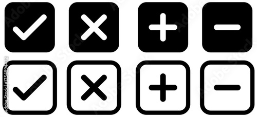 checkmark and X mark icon. cross mark icons. tick and cross symbol.