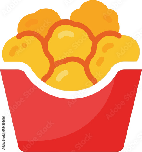 Crispy chicken nuggets in red fast food container vector graphic vector