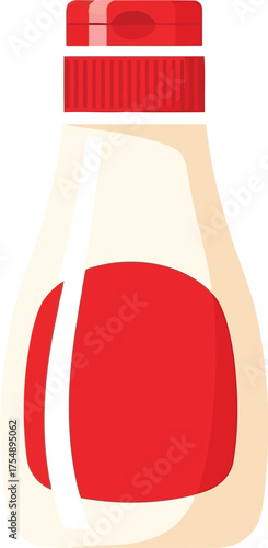Creamy mayonnaise bottle condiment food product vector