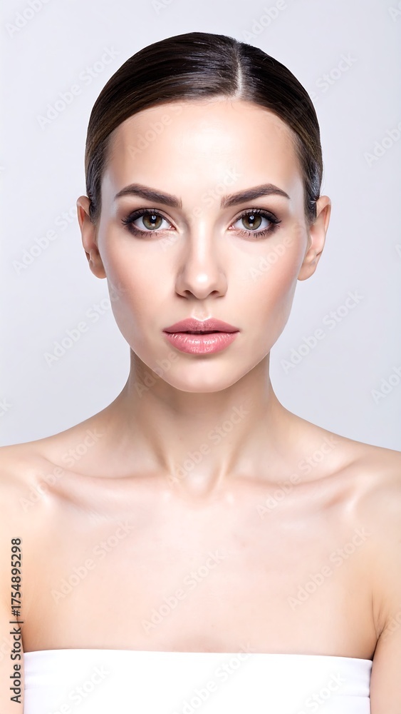 Fototapeta premium Woman with flawless makeup, neutral expression