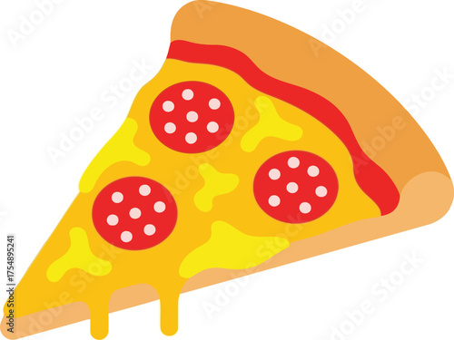Delicious pepperoni pizza slice melted cheese italian food cuisine fast food vector