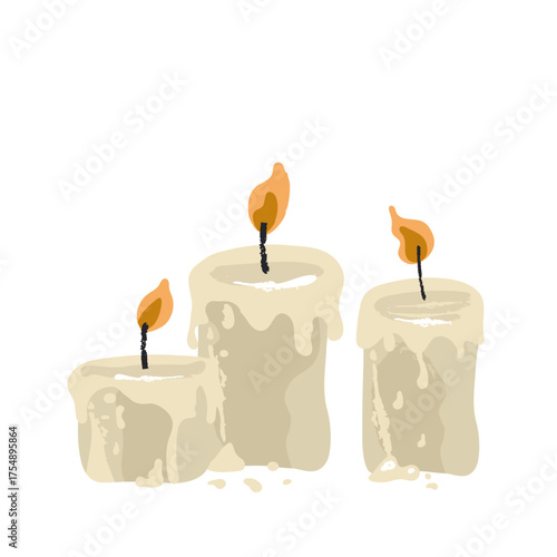 Set of christmas scented candle. Vector illustration, good for thematic emblem, banner, calligraphy poster, greeting card, party invitation.
