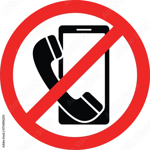 No cell phone icon prohibition symbol communication restricted sign vector
