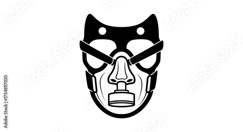 Abstract Mask with Futuristic Design and Protective Gear.