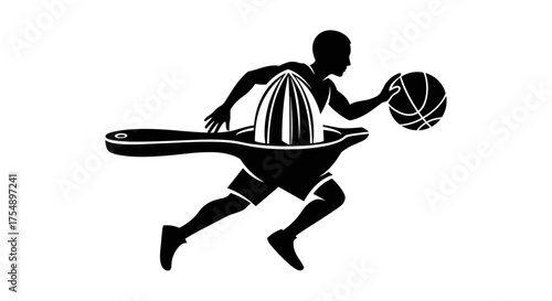 Basketball Player with Juicer Body Silhouette.