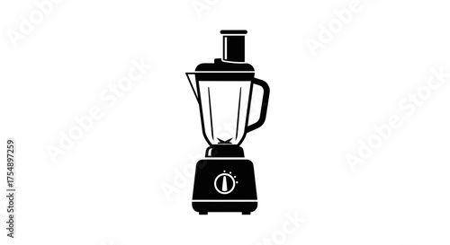 Black and White Blender Illustration on White Background.