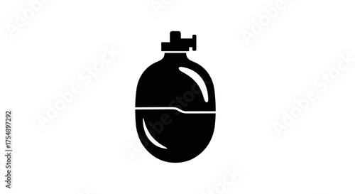 Black and White Grenade Illustration on White Background.