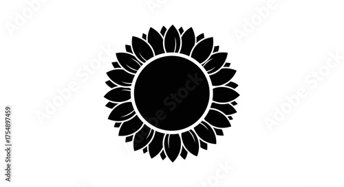 Black and white sunflower illustration with detailed petals.