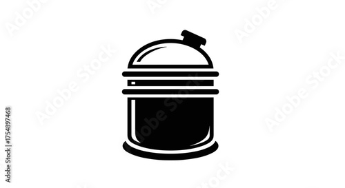 Black and White Water Tank Icon Illustration.