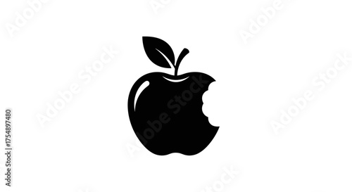 Black Apple Logo with a Bite Taken Out Simple and Iconic Design.