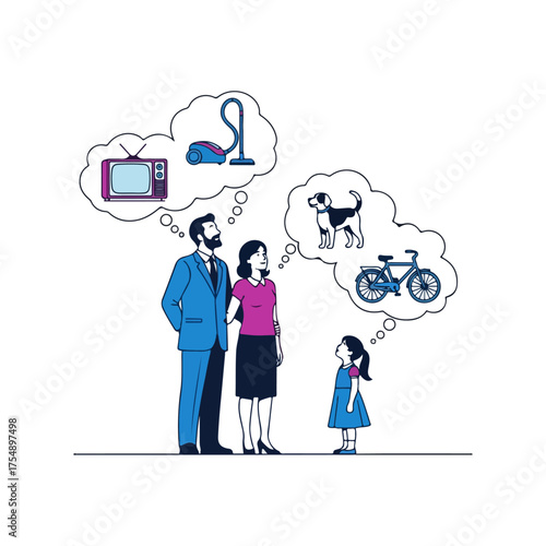 Family contemplating future aspirations and desires together as a unit.