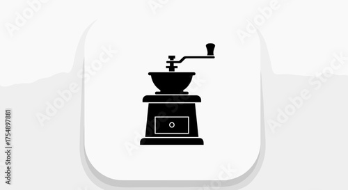 Black silhouette icon of a manual coffee grinder.
