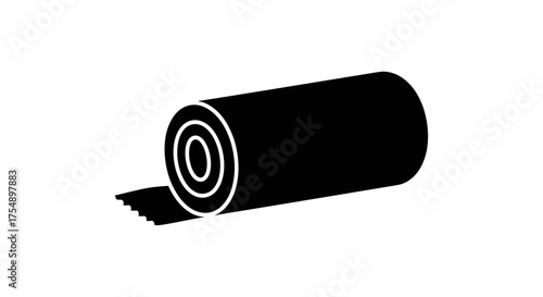 Black silhouette icon of a rolled up carpet or rug.