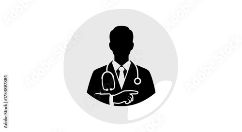 Black silhouette icon of a male medical doctor.