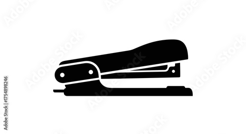 Black Stapler Silhouette on White Background for Office Use.