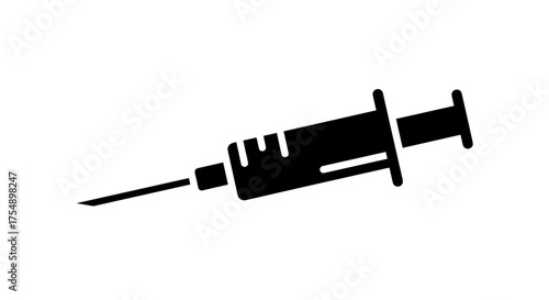 Black Syringe Icon Vector Illustration Isolated On White Background.