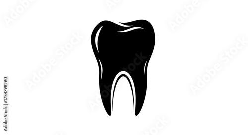 Black Tooth Icon Dental Health and Oral Hygiene Concept.