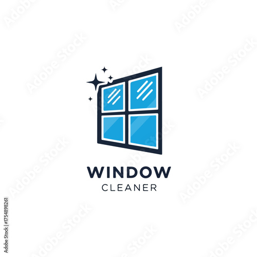 Professional window cleaning service logo design for sparkling clean glass.