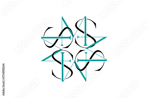 AS Monogram Logo – Overlapping and Rotated Letters A and S Form a Balanced, Intricate Symbol Design