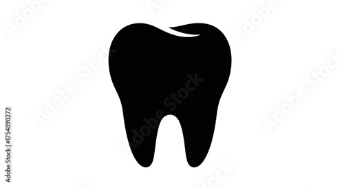 Black Tooth Icon Silhouette Vector Illustration.