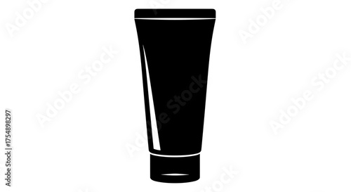 Black tube of cosmetic product isolated on white background.