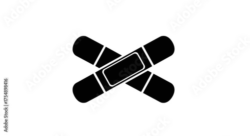 Crossed adhesive bandages first aid icon.